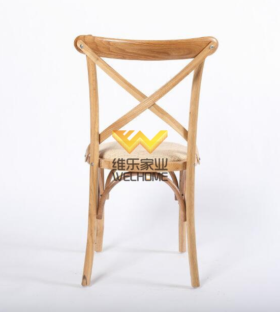 Natural wood cross back bistro dining chair with rattan seat